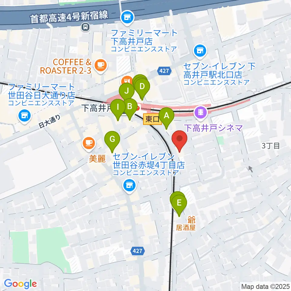 ミュージックスクール ムジカーサ周辺のファミレス・ファーストフード一覧地図