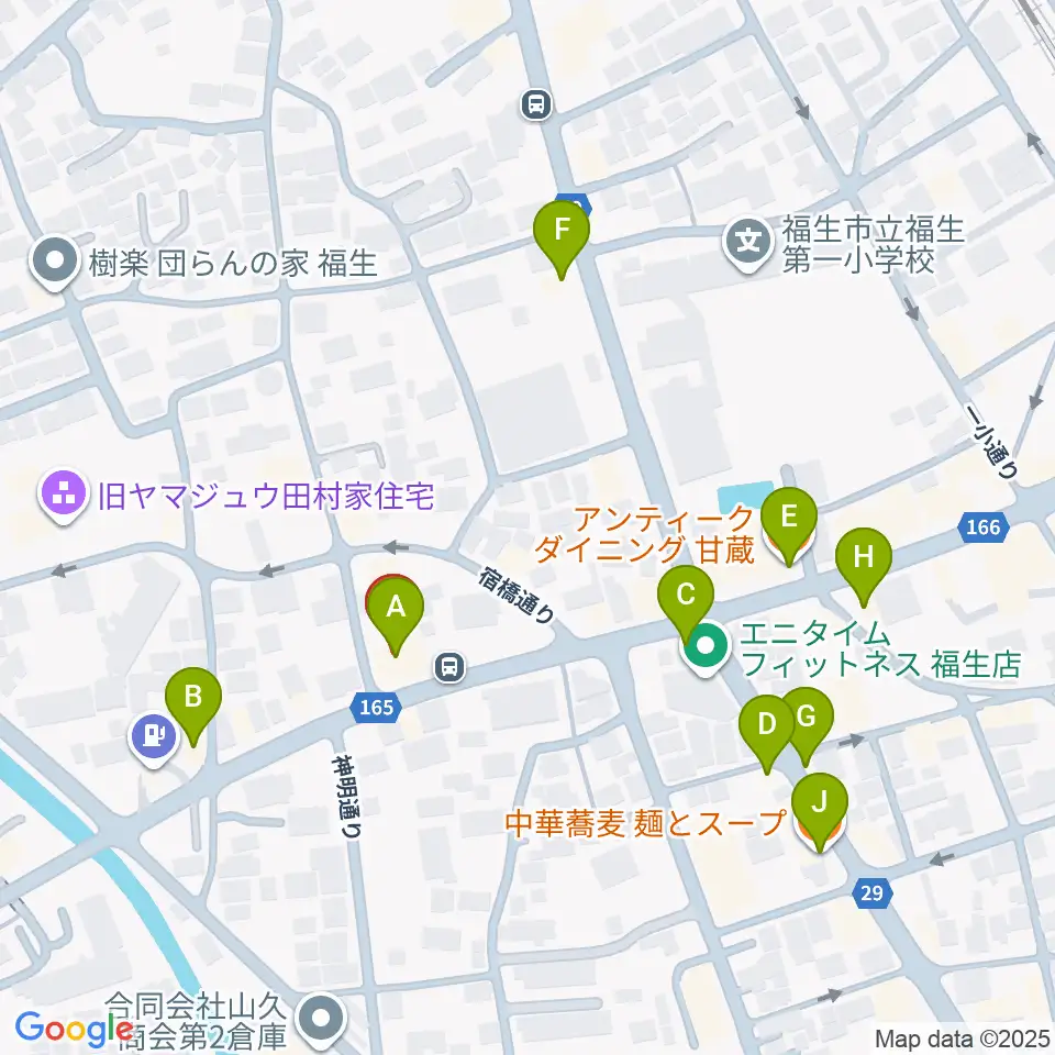 ギター工房アナグマ周辺のファミレス・ファーストフード一覧地図