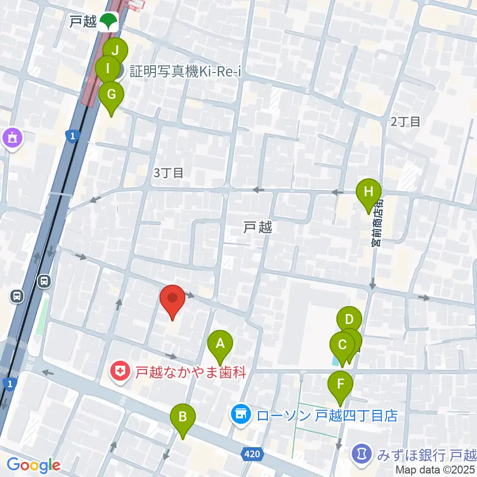スズキ・メソード トゥインクル音楽院周辺のファミレス・ファーストフード一覧地図