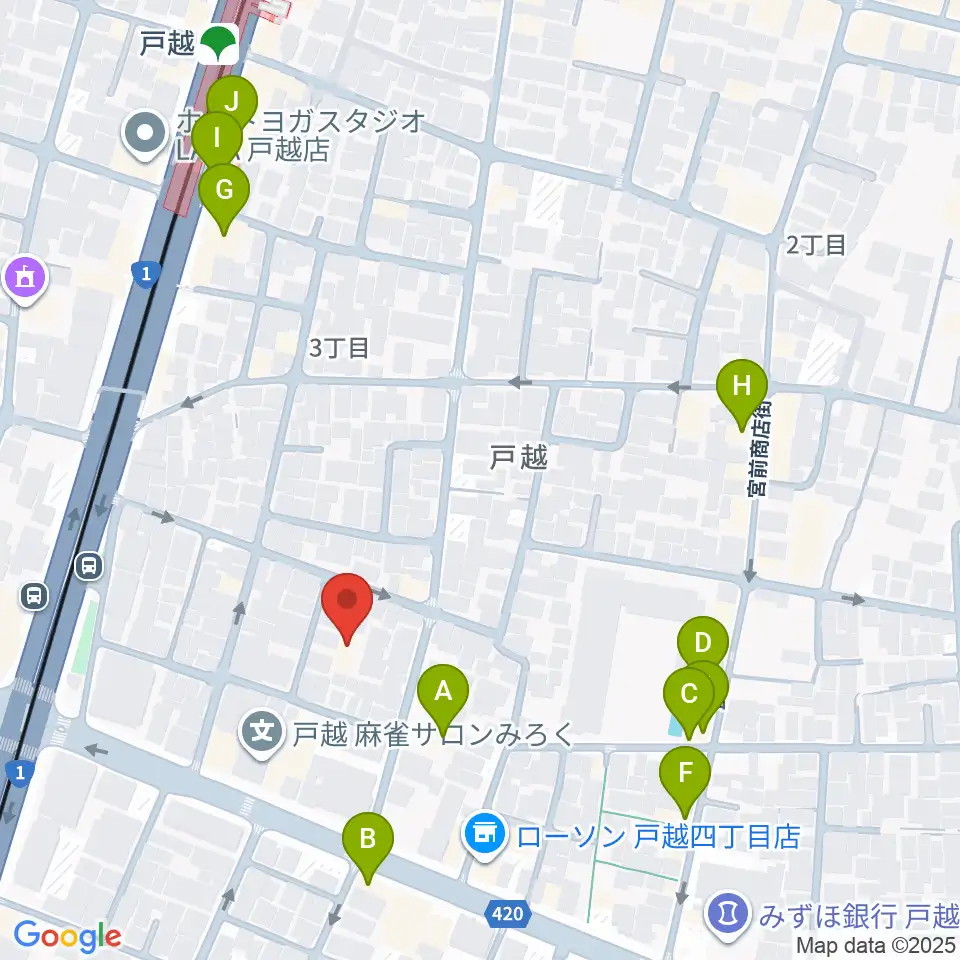 スズキ・メソード トゥインクル音楽院周辺のファミレス・ファーストフード一覧地図