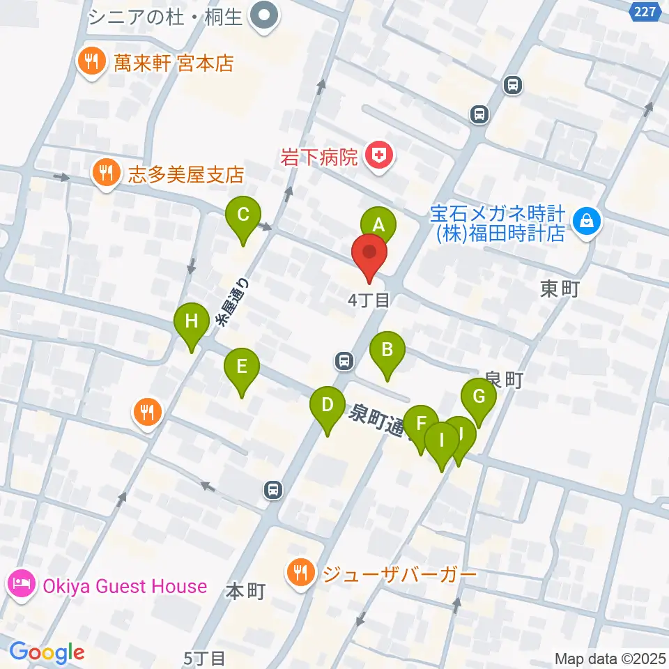 伊藤丈晃ヴァイオリン工房周辺のファミレス・ファーストフード一覧地図