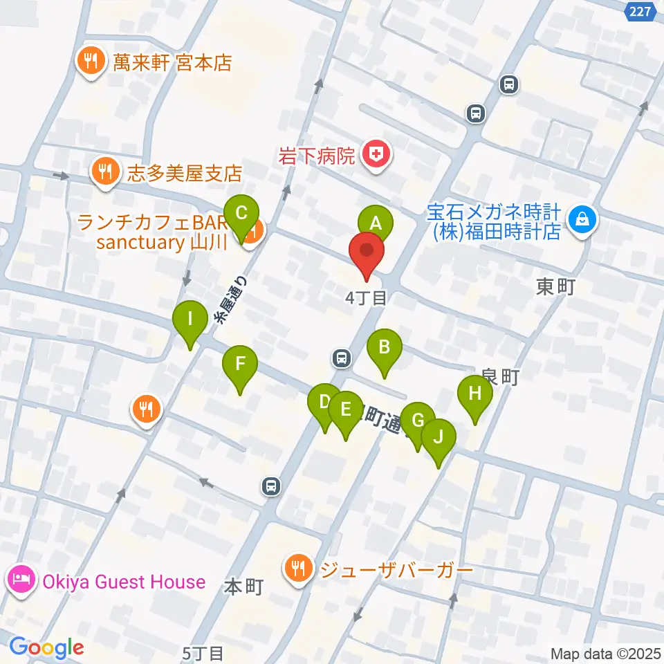 伊藤丈晃ヴァイオリン工房周辺のファミレス・ファーストフード一覧地図