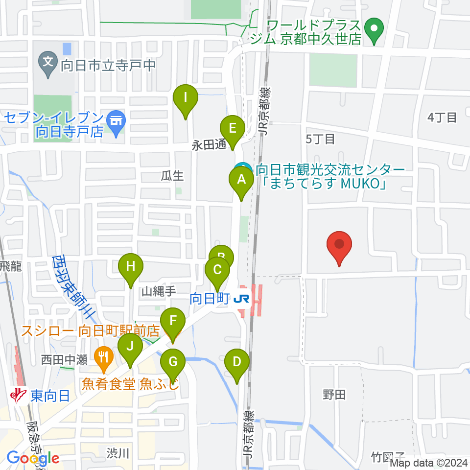 占部弦楽器製作所周辺のファミレス・ファーストフード一覧地図