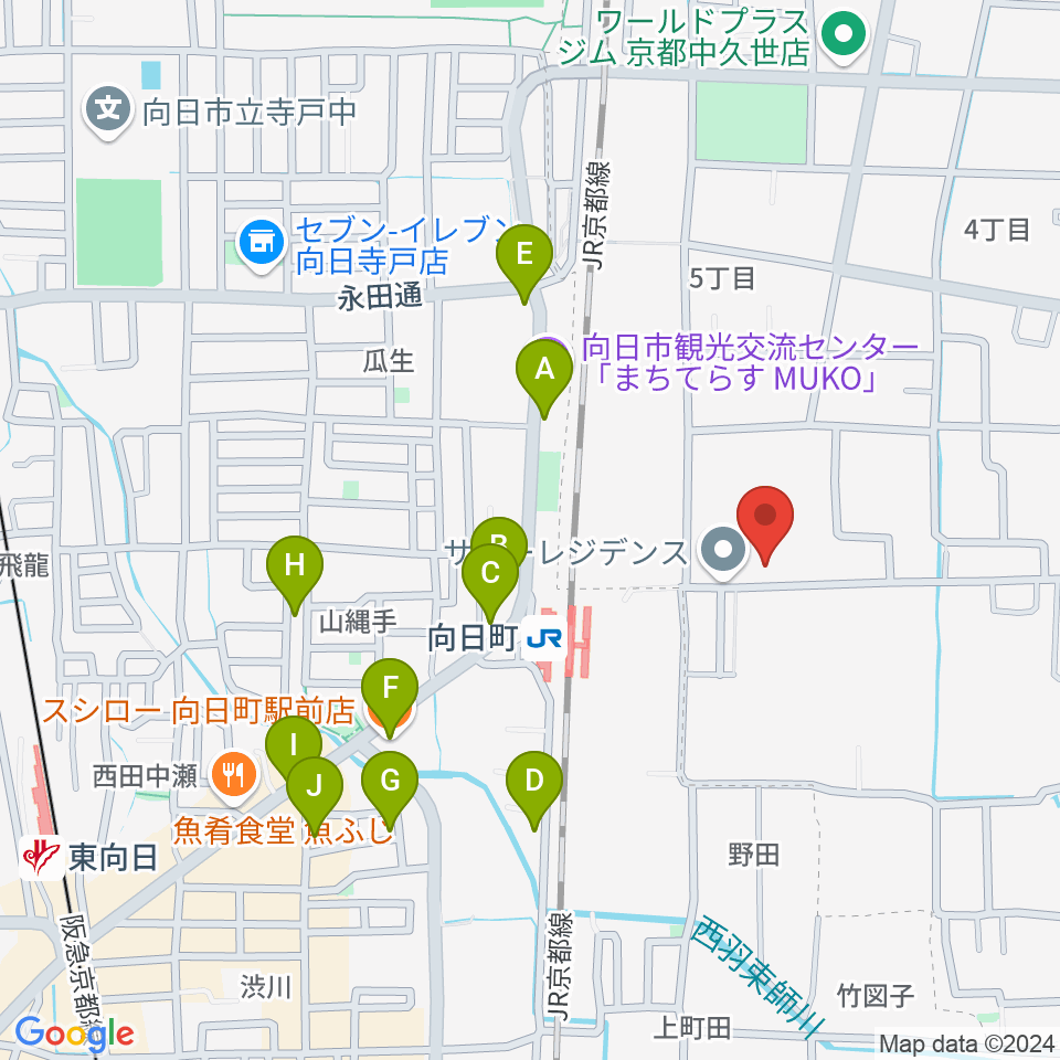 占部弦楽器製作所周辺のファミレス・ファーストフード一覧地図