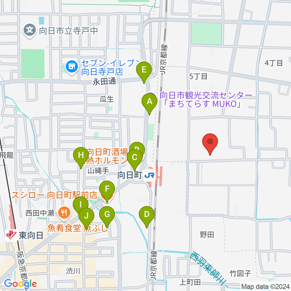 占部弦楽器製作所周辺のファミレス・ファーストフード一覧地図