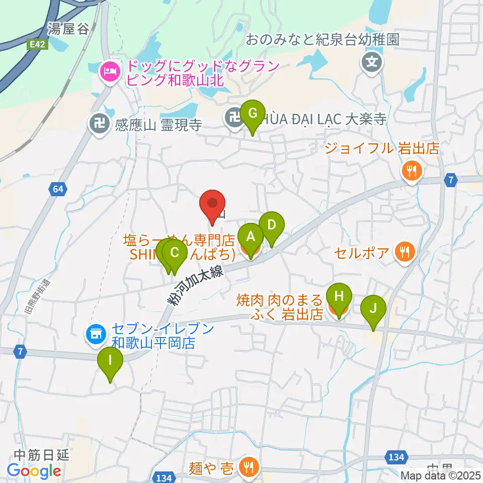 福田ヴァイオリン＆チェロ教室周辺のファミレス・ファーストフード一覧地図