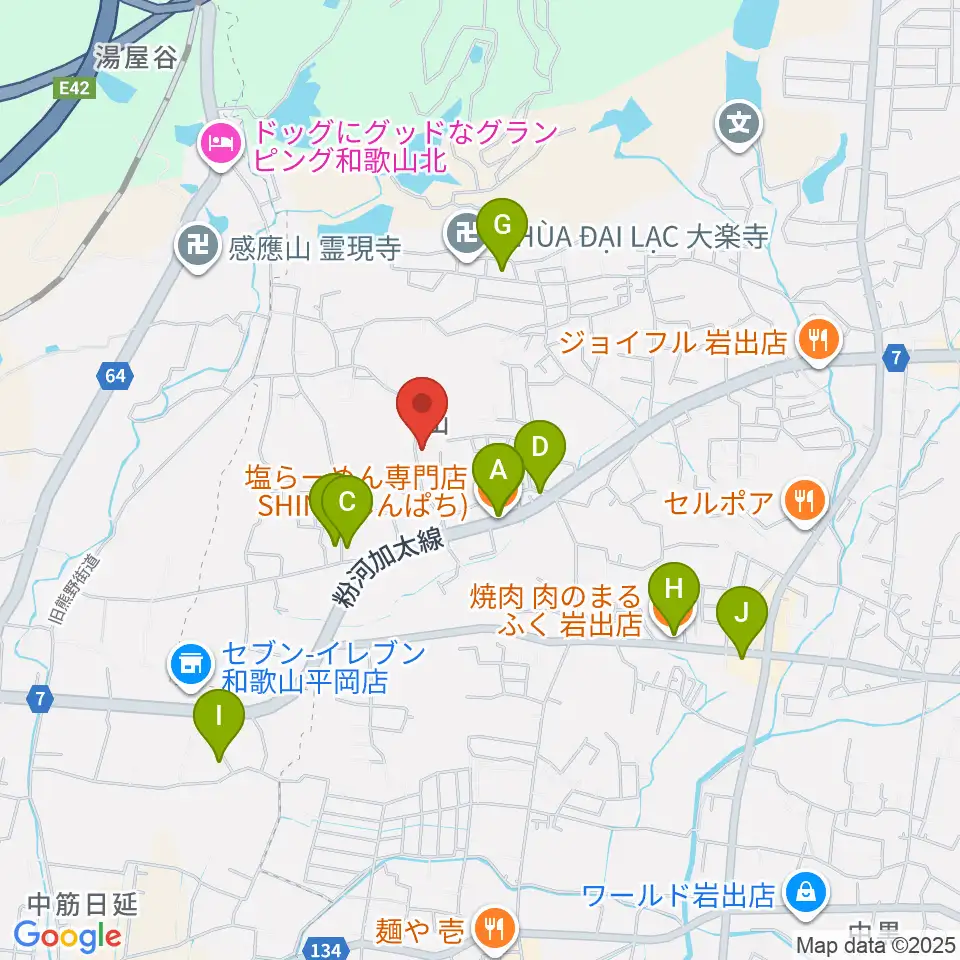 福田ヴァイオリン＆チェロ教室周辺のファミレス・ファーストフード一覧地図