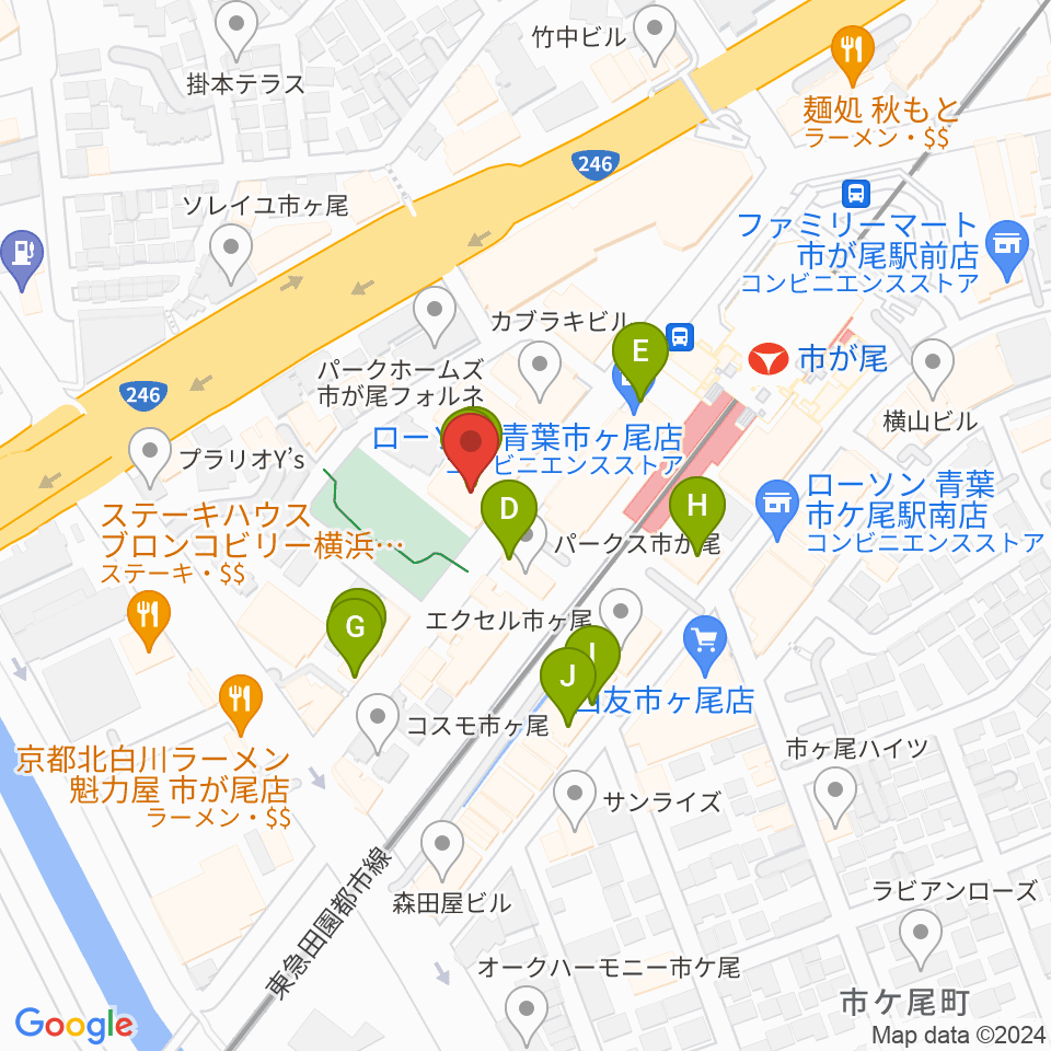 弦楽器カンタービレ周辺のファミレス・ファーストフード一覧地図