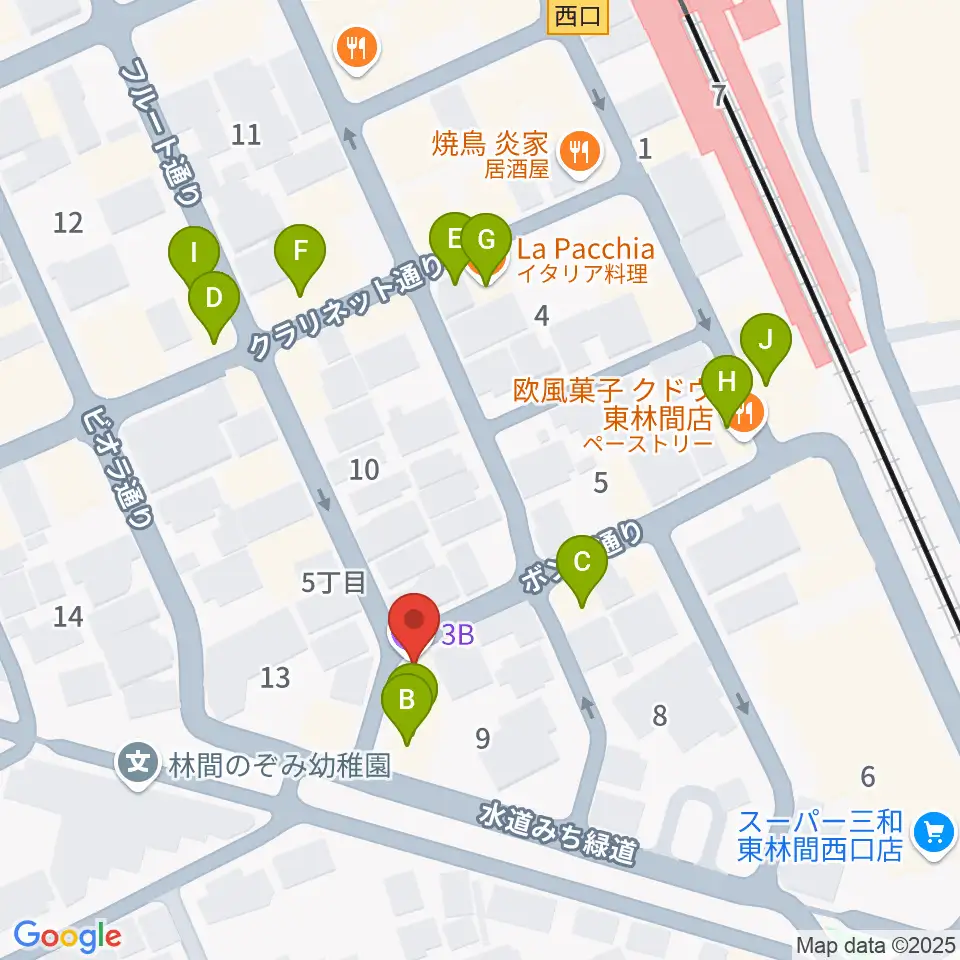 ギター・ベースの修理工房 3B周辺のファミレス・ファーストフード一覧地図