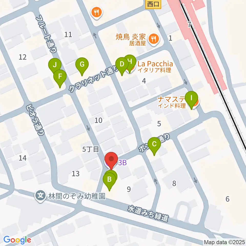 ギター・ベースの修理工房 3B周辺のファミレス・ファーストフード一覧地図