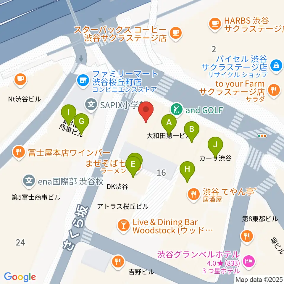 渋谷ギターズステーション周辺のファミレス・ファーストフード一覧地図