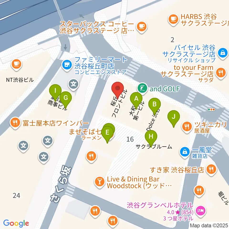 渋谷ギターズステーション周辺のファミレス・ファーストフード一覧地図