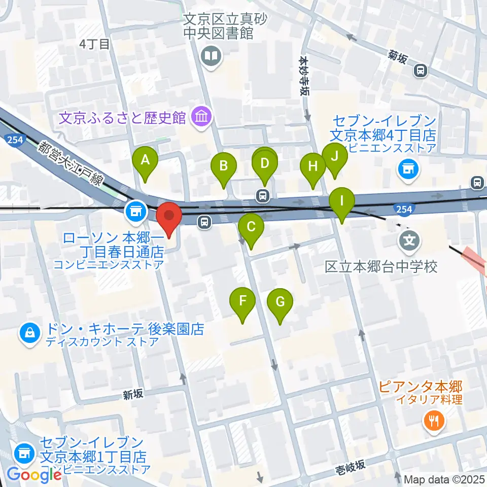 アカデミア・ミュージック周辺のファミレス・ファーストフード一覧地図