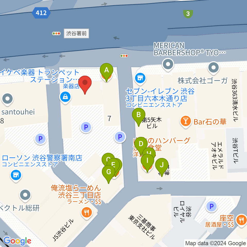 イケベ楽器店ウインドブロス周辺のファミレス・ファーストフード一覧地図