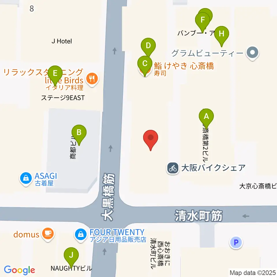 イケベ楽器店プレミアムギターズ周辺のファミレス・ファーストフード一覧地図