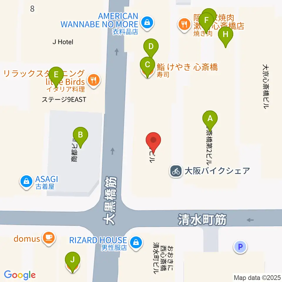 イケベ楽器店プレミアムギターズ周辺のファミレス・ファーストフード一覧地図