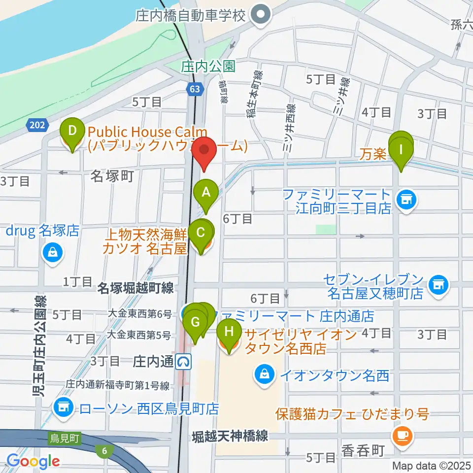 和楽器山本周辺のファミレス・ファーストフード一覧地図