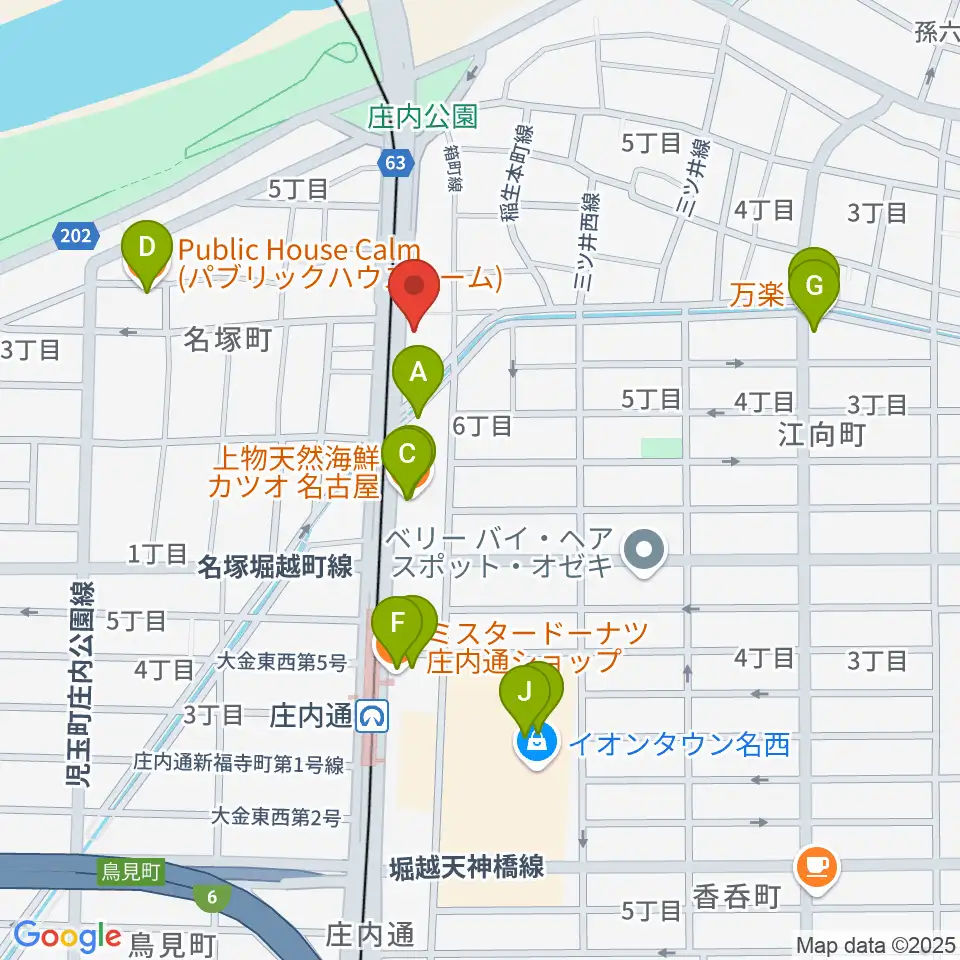 和楽器山本周辺のファミレス・ファーストフード一覧地図