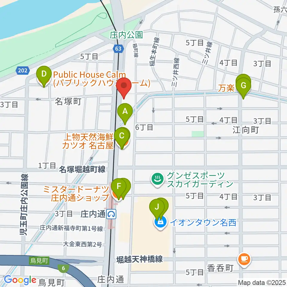 和楽器山本周辺のファミレス・ファーストフード一覧地図