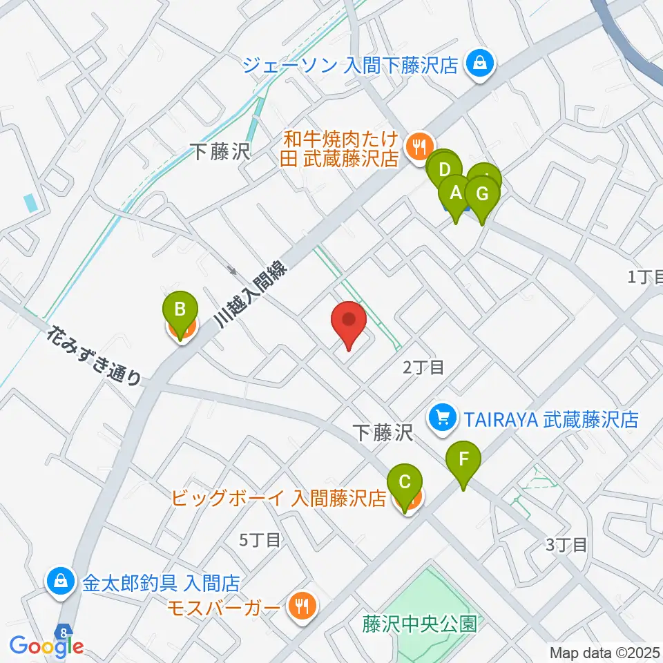 音楽教室ワンダートーン周辺のファミレス・ファーストフード一覧地図
