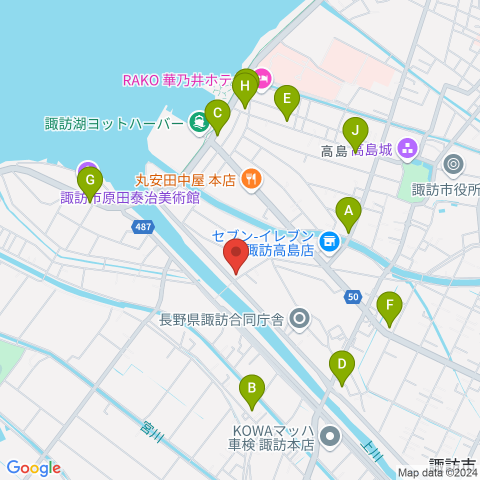 琴光堂和楽器店 諏訪店周辺のファミレス・ファーストフード一覧地図