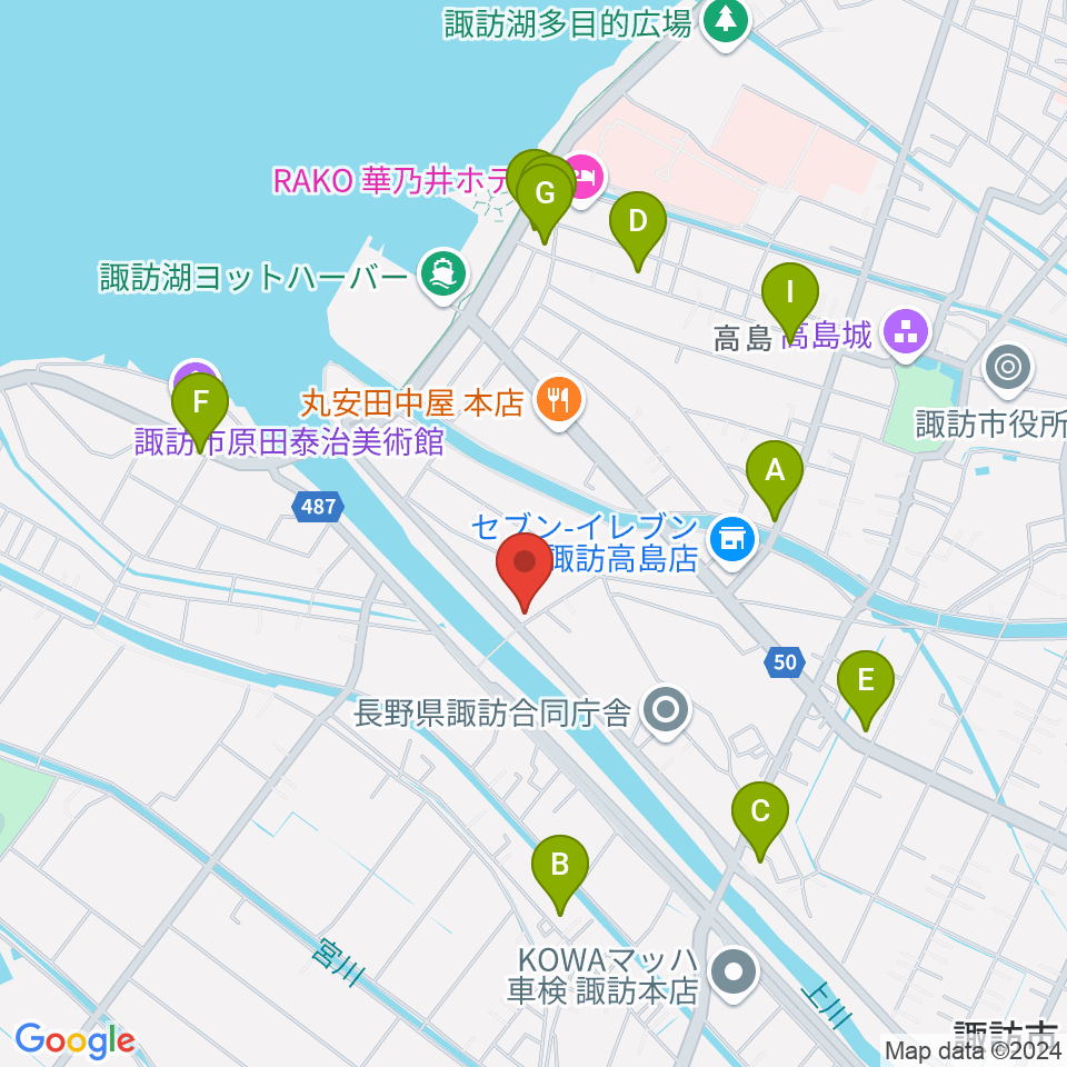 琴光堂和楽器店 諏訪店周辺のファミレス・ファーストフード一覧地図