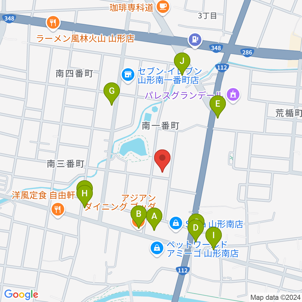 彩雲弦楽器工房周辺のファミレス・ファーストフード一覧地図