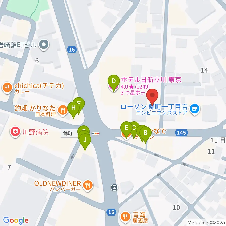 日本和楽器製造周辺のファミレス・ファーストフード一覧地図