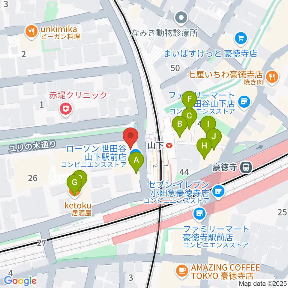 リューテリア・ガン周辺のファミレス・ファーストフード一覧地図