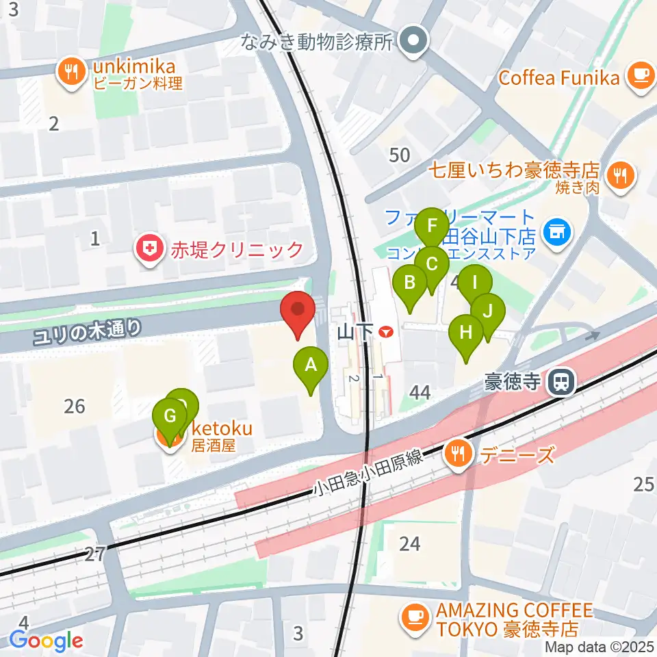 リューテリア・ガン周辺のファミレス・ファーストフード一覧地図