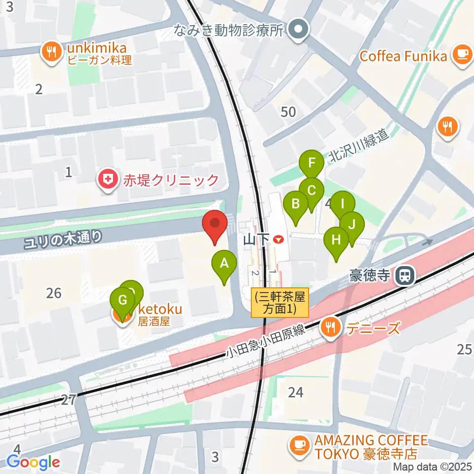 リューテリア・ガン周辺のファミレス・ファーストフード一覧地図