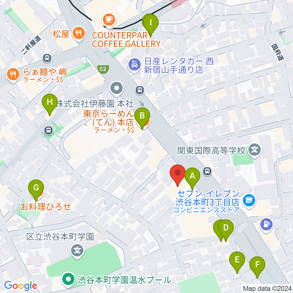 香野弦楽器周辺のファミレス・ファーストフード一覧地図