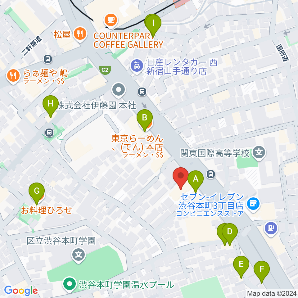 香野弦楽器周辺のファミレス・ファーストフード一覧地図