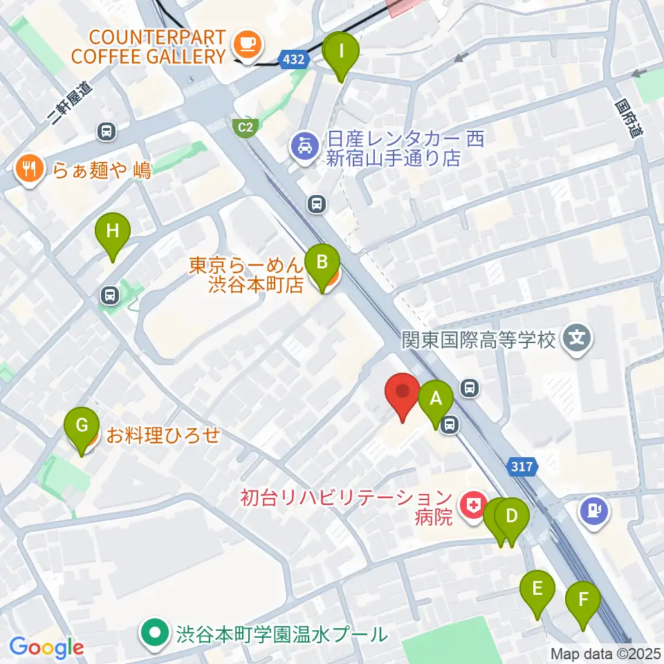 香野弦楽器周辺のファミレス・ファーストフード一覧地図