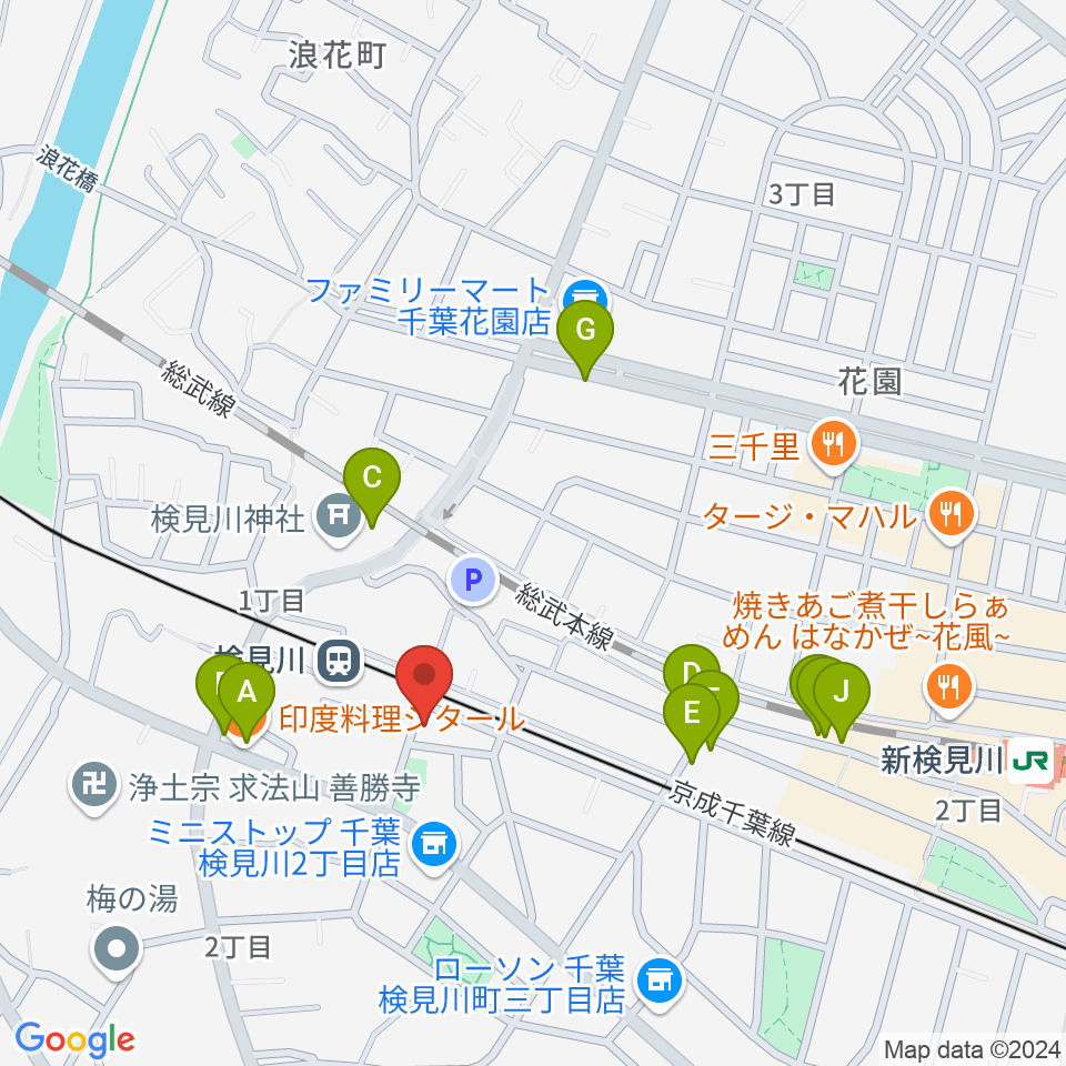 三味線駒吉周辺のファミレス・ファーストフード一覧地図