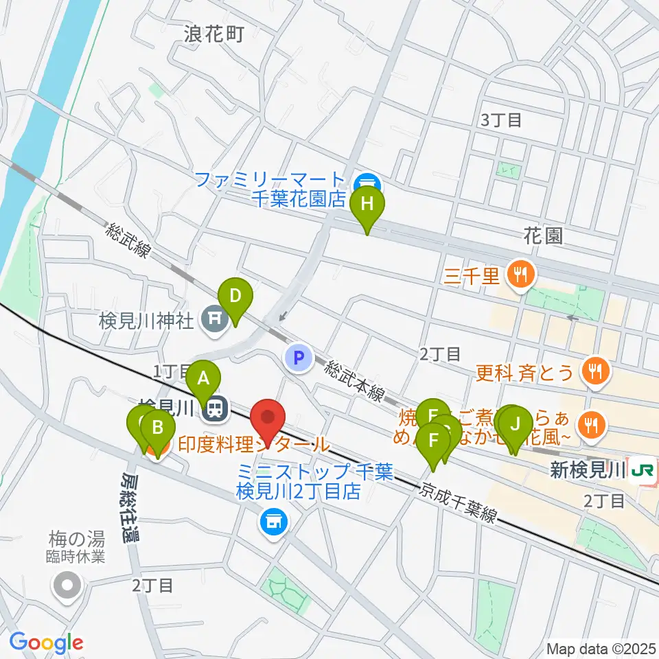 三味線駒吉周辺のファミレス・ファーストフード一覧地図