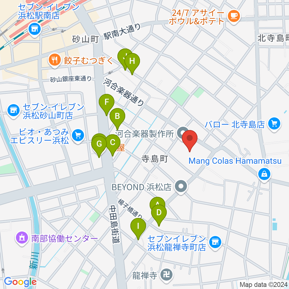 カワイ音楽学園周辺のファミレス・ファーストフード一覧地図