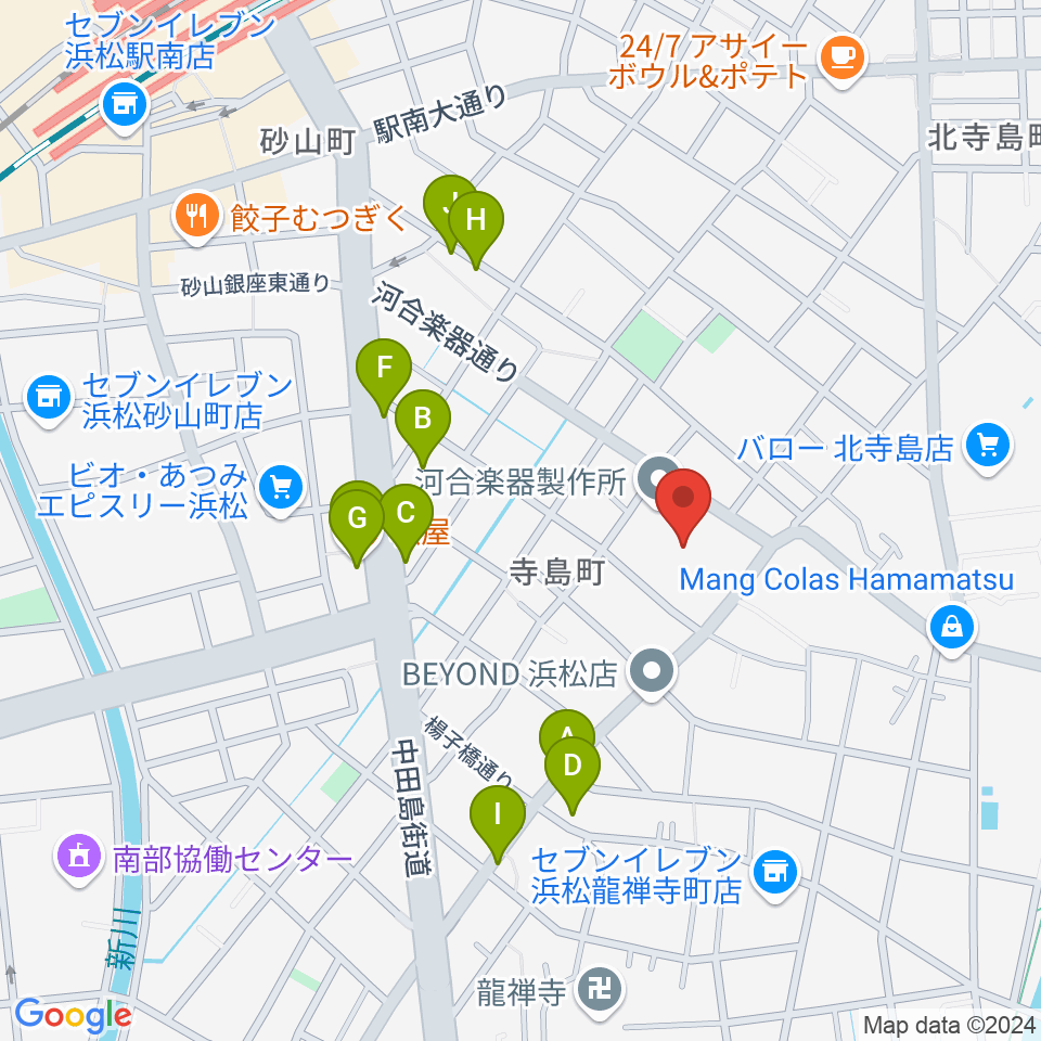 カワイ音楽学園周辺のファミレス・ファーストフード一覧地図