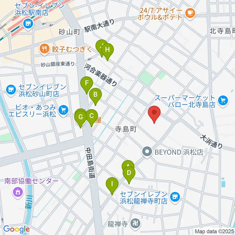 カワイ音楽学園周辺のファミレス・ファーストフード一覧地図