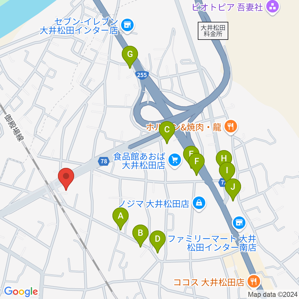 邦星堂和楽器店周辺のファミレス・ファーストフード一覧地図