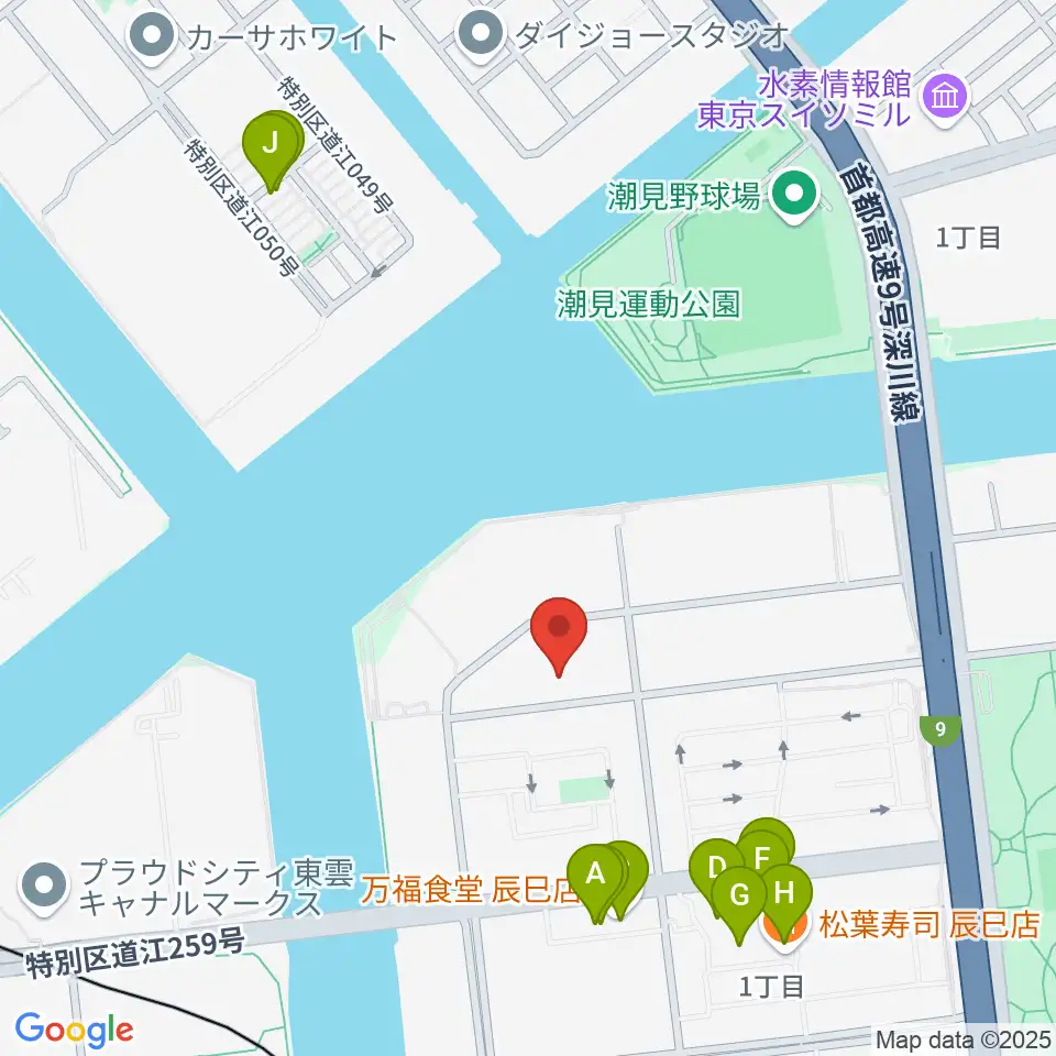 辰巳の森リトミック・ピアノ教室周辺のファミレス・ファーストフード一覧地図