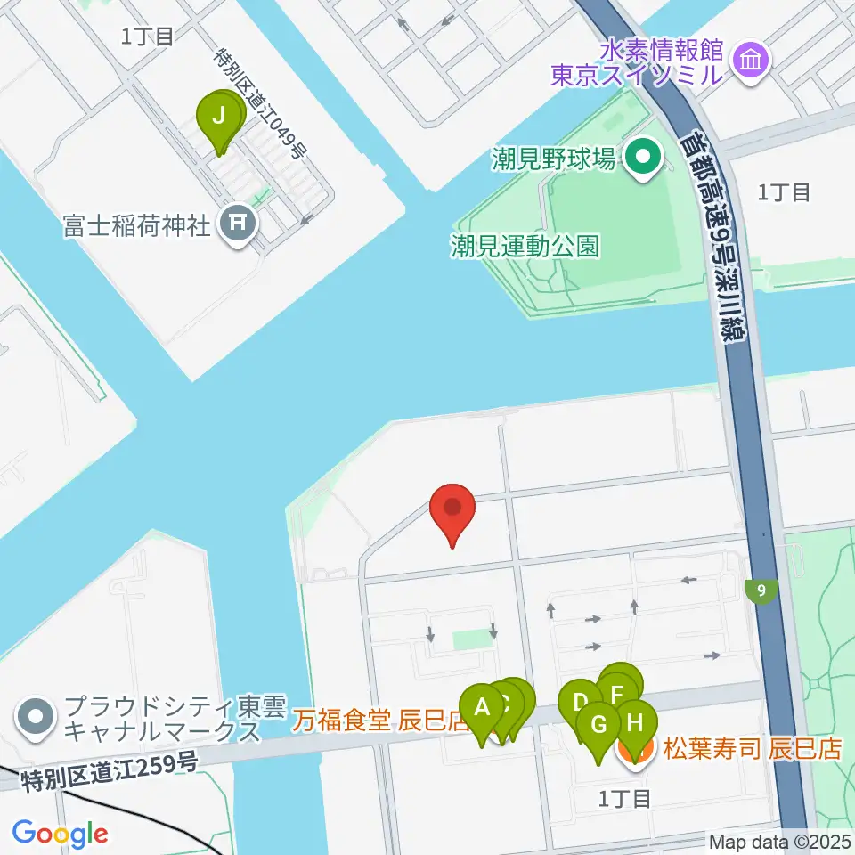 辰巳の森リトミック・ピアノ教室周辺のファミレス・ファーストフード一覧地図