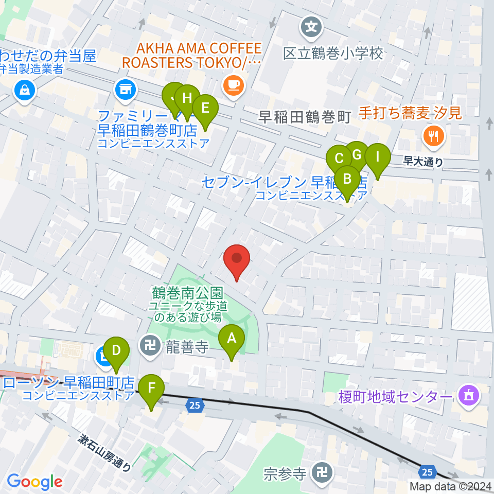 TOKYO麻布ミュージックセンター 新宿教室周辺のファミレス・ファーストフード一覧地図