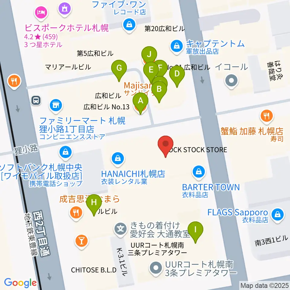 BIGBOSS札幌周辺のファミレス・ファーストフード一覧地図