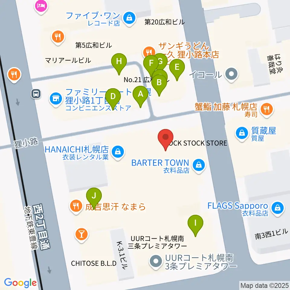 BIGBOSS札幌周辺のファミレス・ファーストフード一覧地図