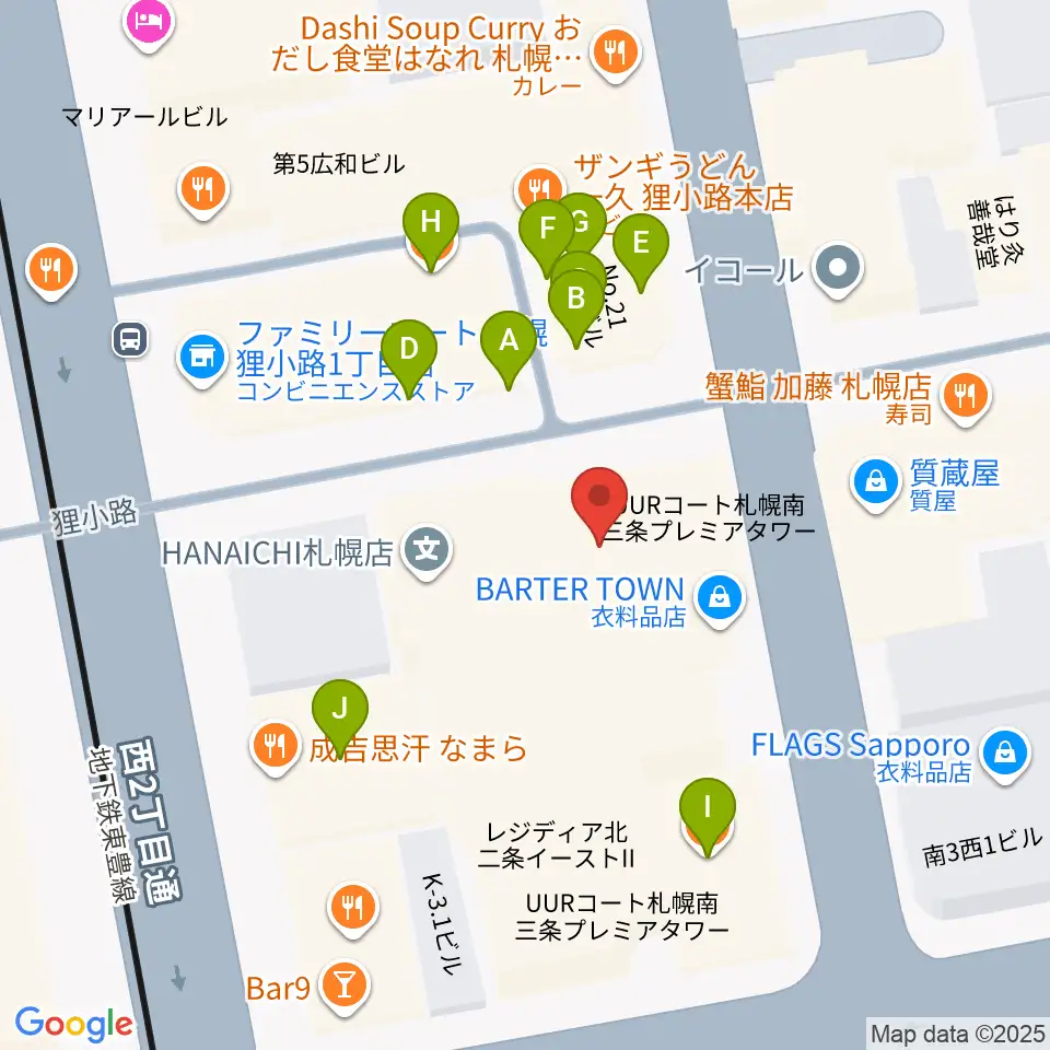 BIGBOSS札幌周辺のファミレス・ファーストフード一覧地図