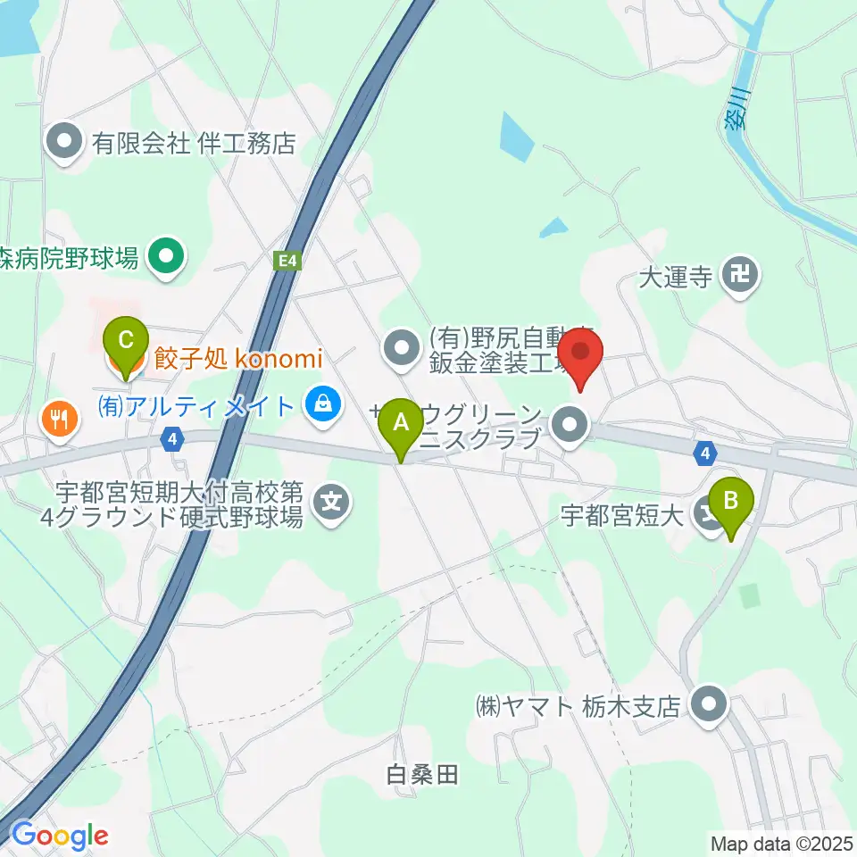 スズキ・メソード宇都宮支部周辺のファミレス・ファーストフード一覧地図
