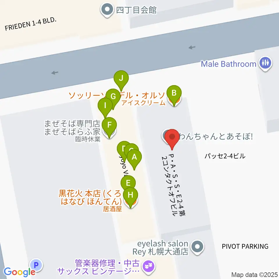 シアーミュージック 札幌校周辺のファミレス・ファーストフード一覧地図