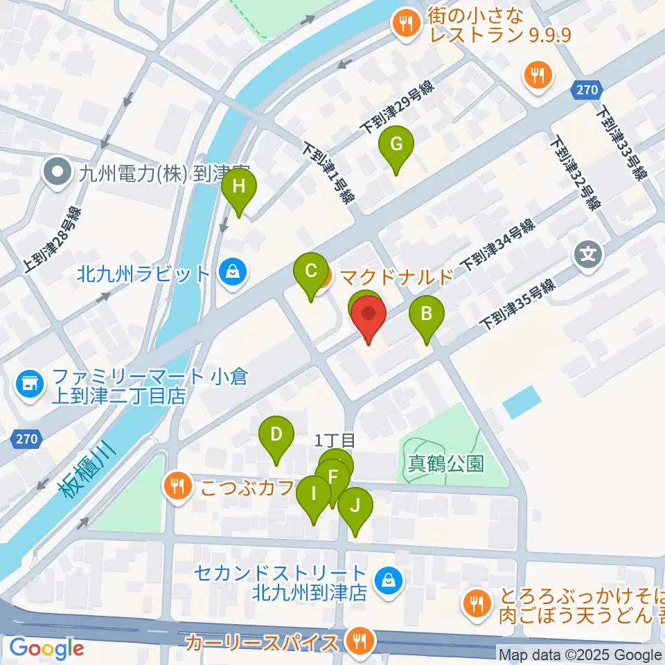 スズキ・メソード北九州 ヴァイオリン教室周辺のファミレス・ファーストフード一覧地図