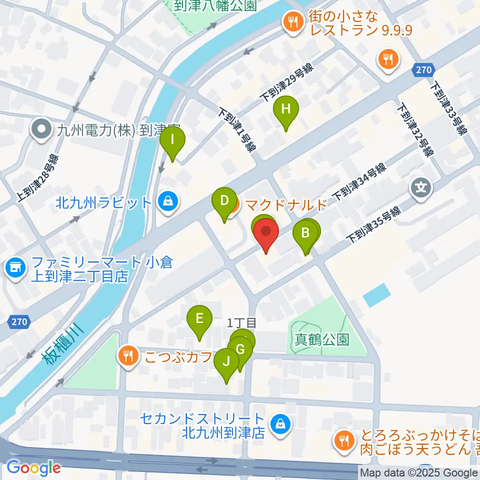 スズキ・メソード北九州 ヴァイオリン教室周辺のファミレス・ファーストフード一覧地図